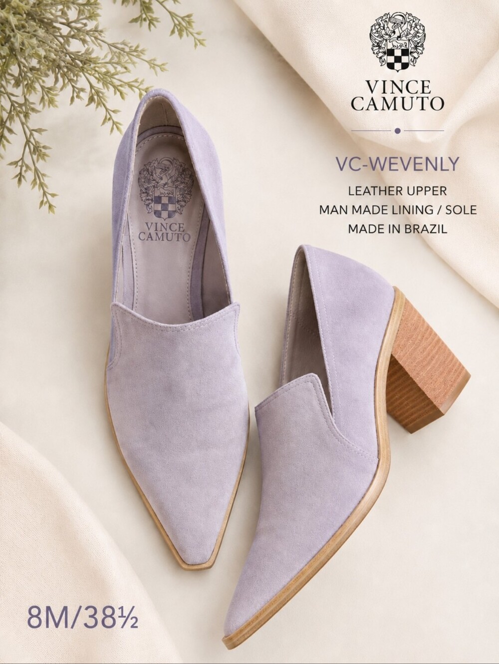 Vince Camuto Minimalist Pointed Suede Slip-On Loafers in Light Taupe, Size 8M